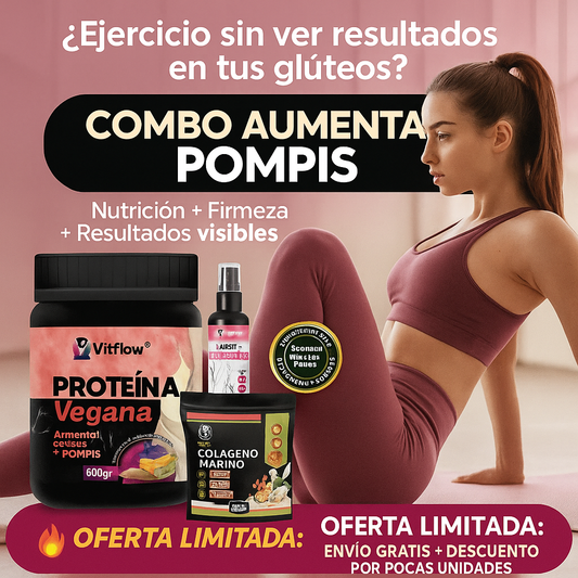 💫 COMBO AUMENTA POMPIS - PROTEINA VEGANA + COLAGENO +ACEITE  REAFIRMANTE💫
