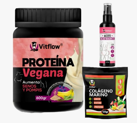 💫 COMBO AUMENTA POMPIS - PROTEINA VEGANA + COLAGENO +ACEITE  REAFIRMANTE💫